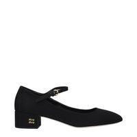 Miu Miu Black Fabric Mid Heel Pumps