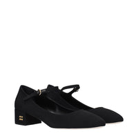 Miu Miu Black Fabric Mid Heel Pumps