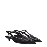 Miu Miu Black Leather Mid Heel Pumps