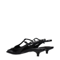 Miu Miu Black Leather Mid Heel Pumps