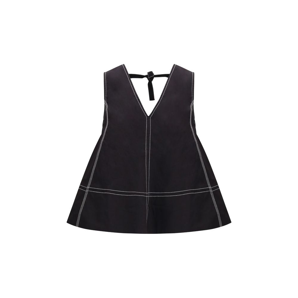 Ganni Black Elastane Top