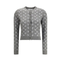 Marine Serre Gray Fleece Wool Cardigan