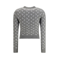 Marine Serre Gray Fleece Wool Cardigan