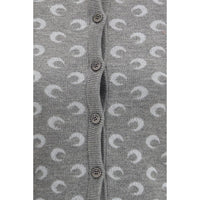 Marine Serre Gray Fleece Wool Cardigan