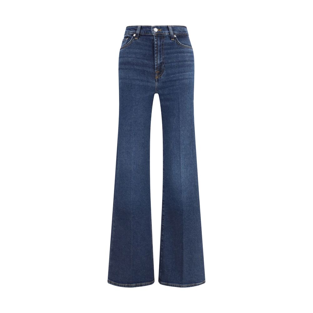 7FOR Blue Cotton Flared Jeans