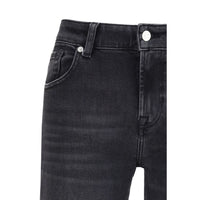 7FOR Black Cotton Straight-Leg Jeans