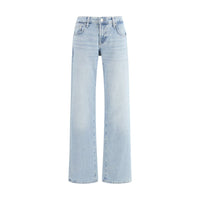 7FOR Light Blue Cotton Straight-Leg Jeans