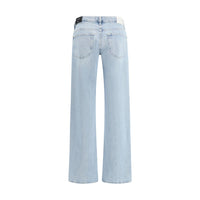 7FOR Light Blue Cotton Straight-Leg Jeans