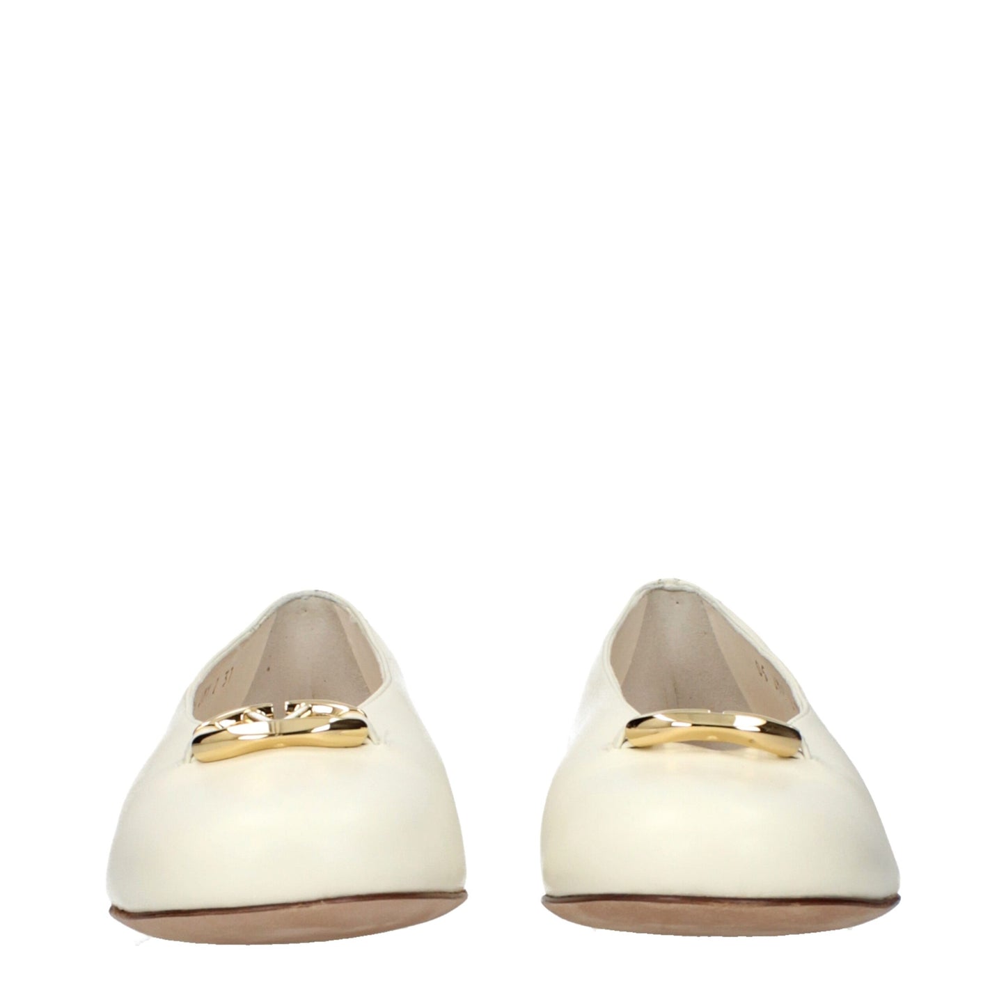 Valentino Garavani Beige Leather Ballet Flats