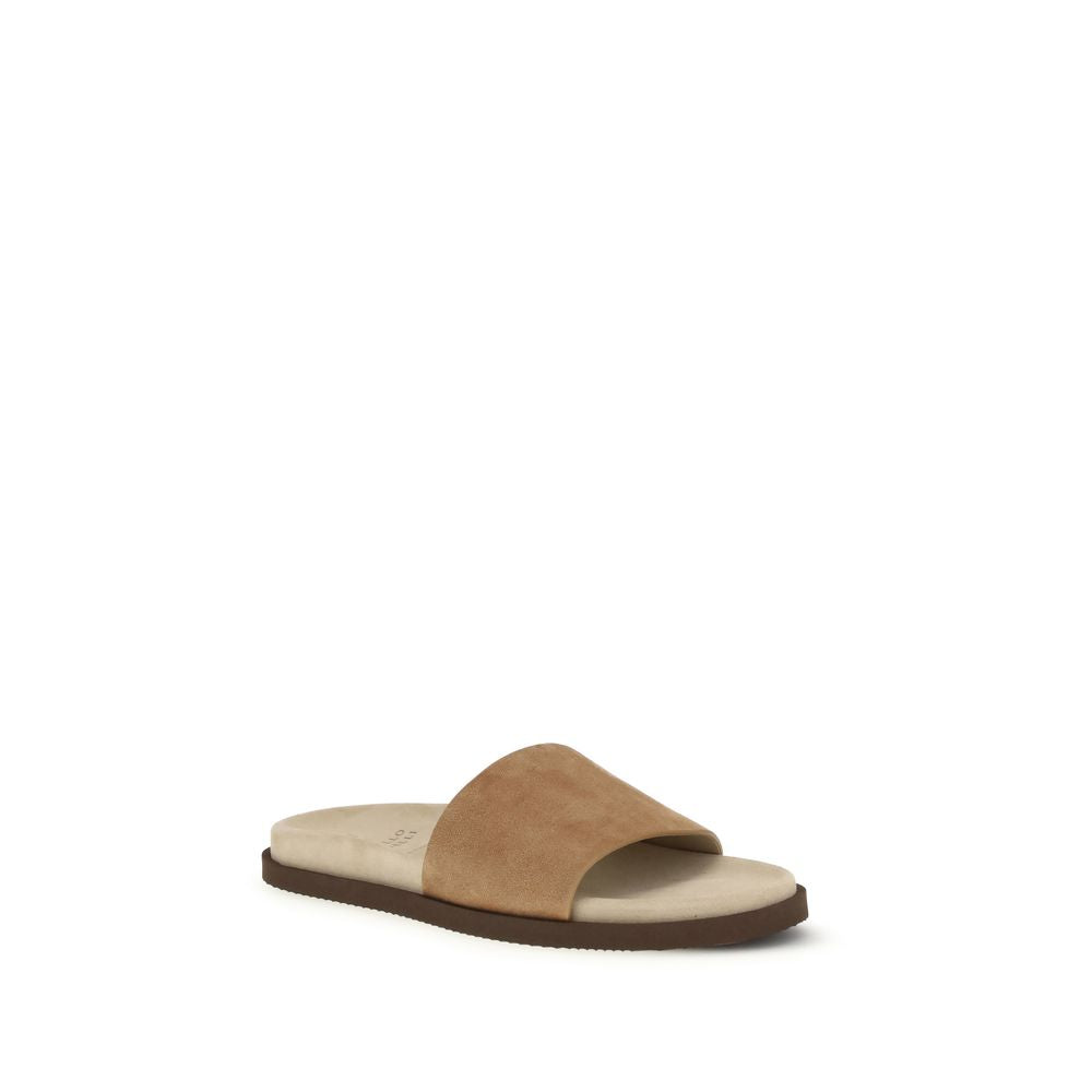 Brunello Cucinelli Black Lamb Ovis Aries Aries Flat Sandals