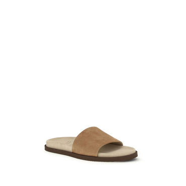 Brunello Cucinelli Black Lamb Ovis Aries Aries Flat Sandals