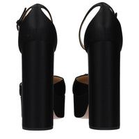 Prada Black Satin Platform Pumps