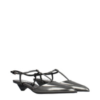 Prada Gray Leather Flat Sandals