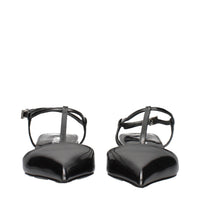 Prada Gray Leather Flat Sandals