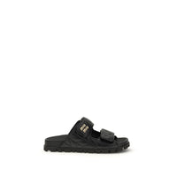 Miu Miu Black Napa Leather / Calf Bos Taurus Slippers