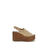 Chloé Beige Lamb Ovis Aries Aries Platform Sandals
