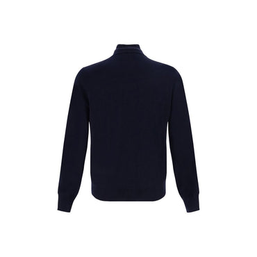 Brunello Cucinelli Blue Fleece Wool Cardigan