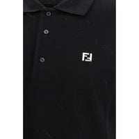 Fendi Black Cotton Polo Shirt