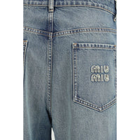 Miu Miu Blue Cotton Straight-Leg Jeans