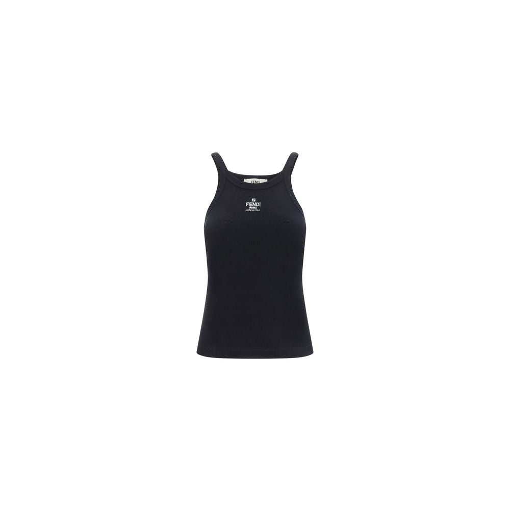 Fendi Black Cotton Tank Tops