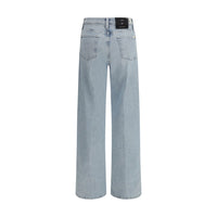 7FOR Light Blue Cotton Relaxed Fit Jeans
