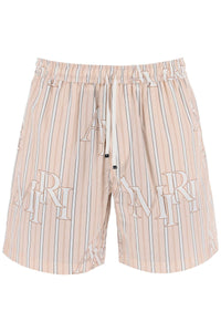 Amiri stripe technical poplin bermuda shorts with logo  "striped
