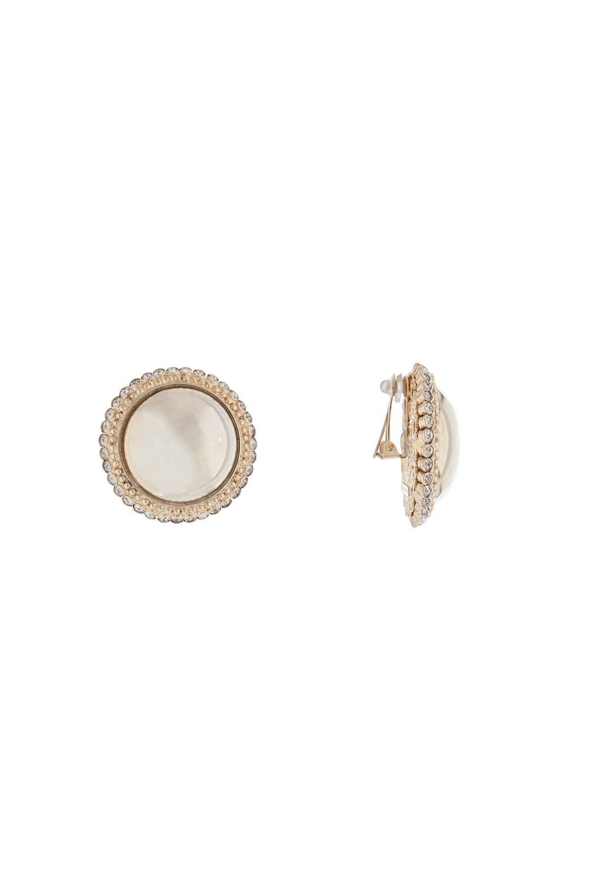 Alessandra Rich boule earrings with golden crystals