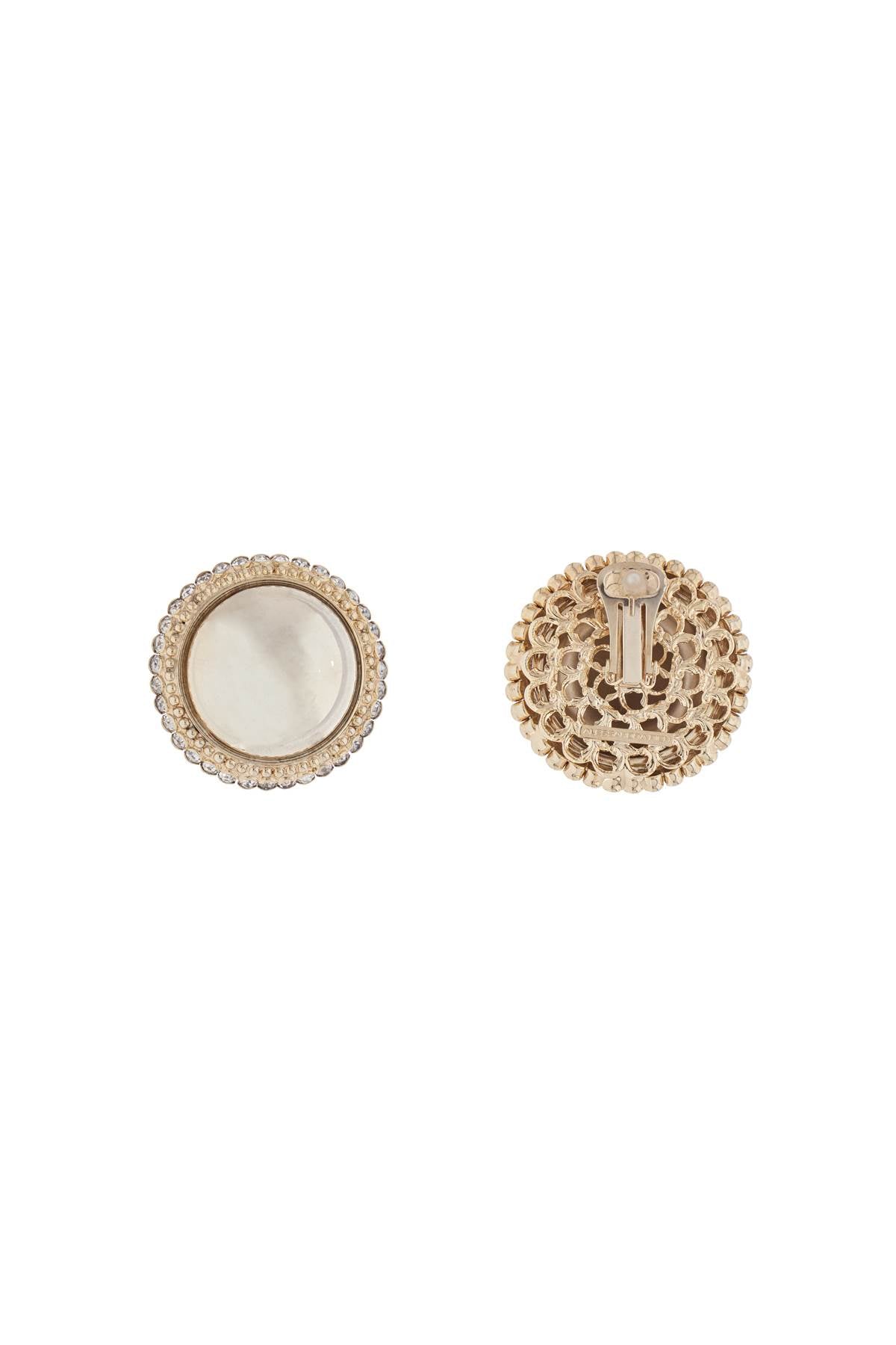 Alessandra Rich boule earrings with golden crystals