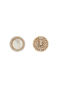 Alessandra Rich boule earrings with golden crystals