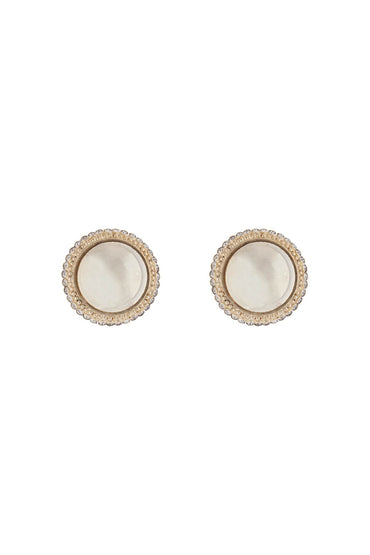 Alessandra Rich boule earrings with golden crystals