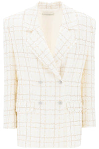 Alessandra Rich oversized tweed jacket with plaid pattern