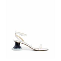 Loewe Petal Brush Leather Sandals - White sandal with a black brush sole 